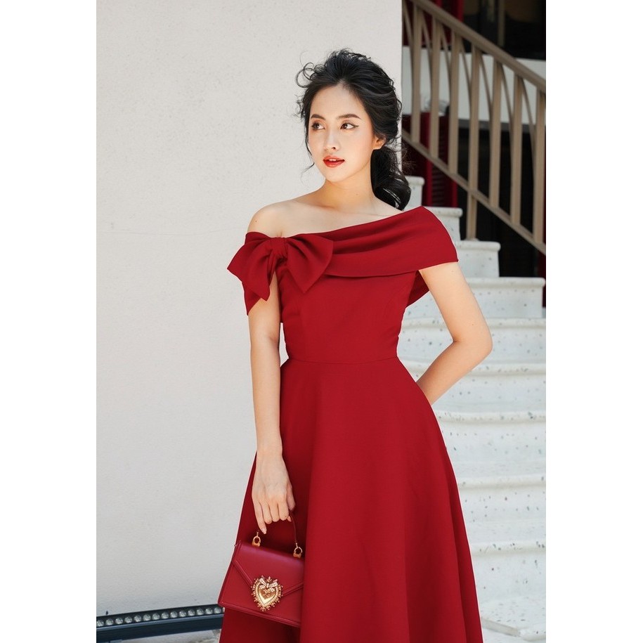 Đầm thun xoè thiết kế cao cấp phom chữ A trễ vai (có nhiều size)