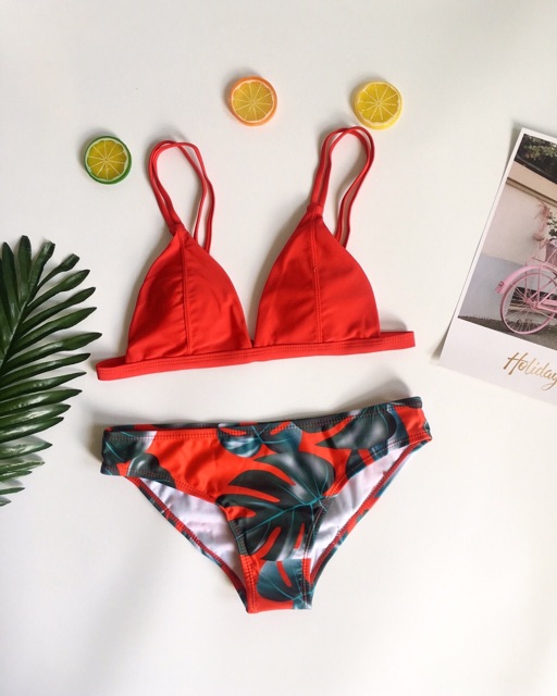 Bikini đi biển nữ thời trang 2 mảnh hoạ tiết tropical