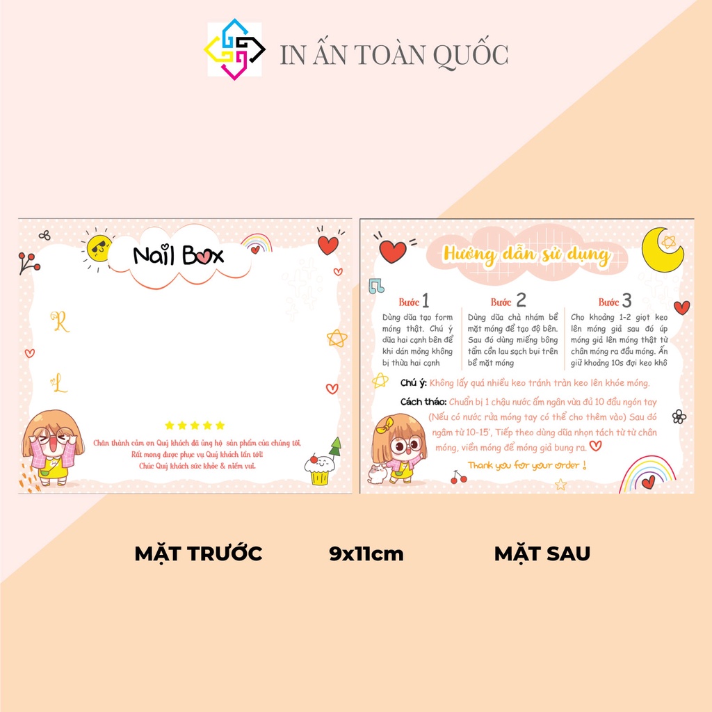Bìa  gắn móng giả, nail giả, 50 nhãn bìa cứng Kích thước 9x11cm   MẪU 4