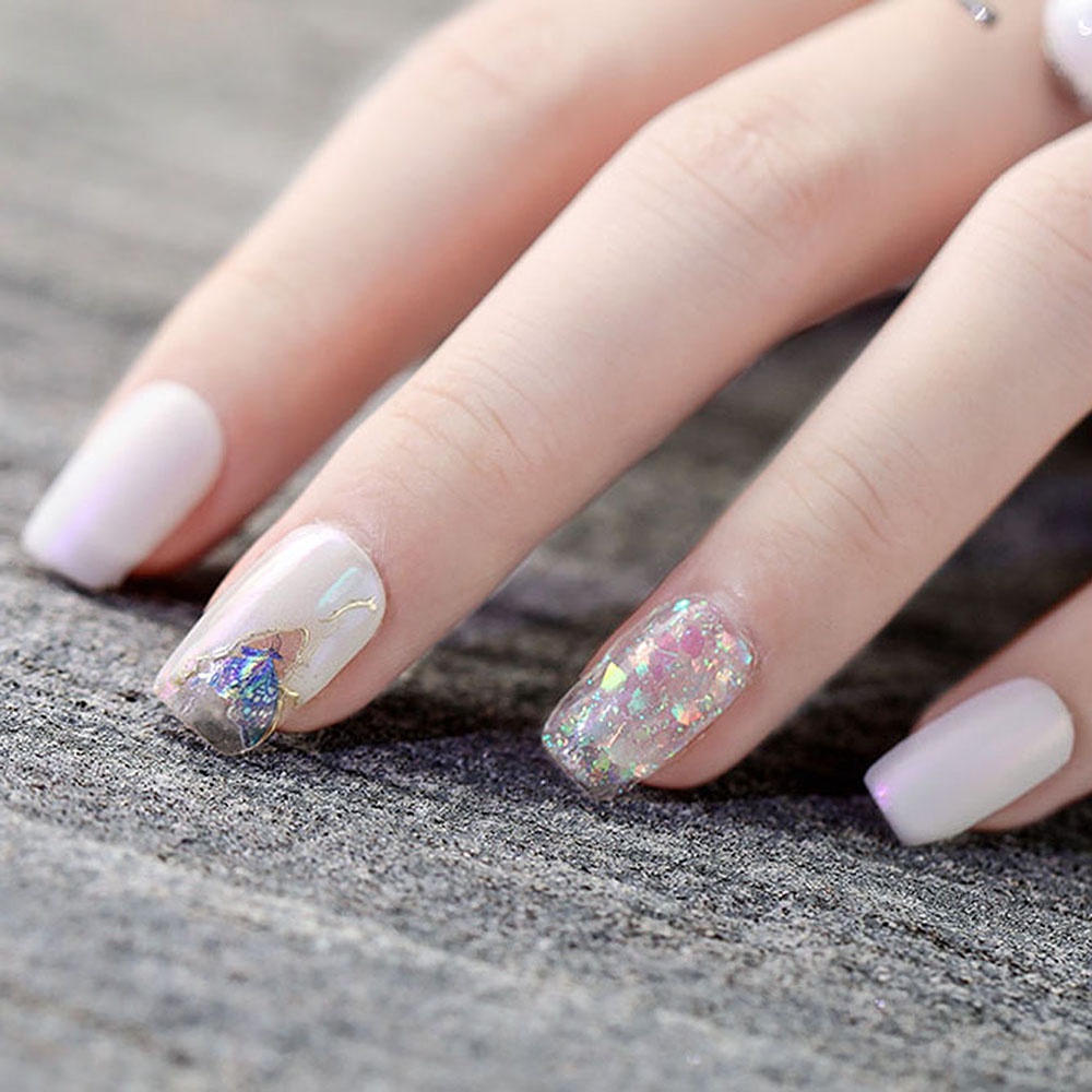 [Hàng mới về] Hộp phụ kiện sequin trang trí móng nghệ thuật hình tròn/ trái tim/ ngôi sao lấp lánh siêu mỏng DIY