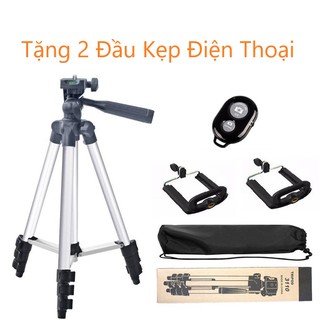 Gậy Chụp Hình 3 Chân Tripod Chống Rung TF 3110 Bản Hoàn Thiện 2021 Cứng Cáp Tặng Kèm Đầu Kẹp Điện Thoại Remote Bluetooth