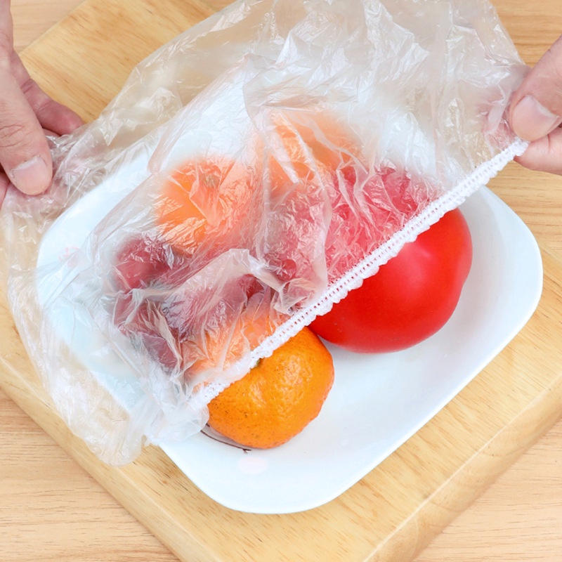 Set 100 nắp đậy đàn hồi bảo quản thực phẩm trong tủ lạnh/ nhà bếp dùng một lần