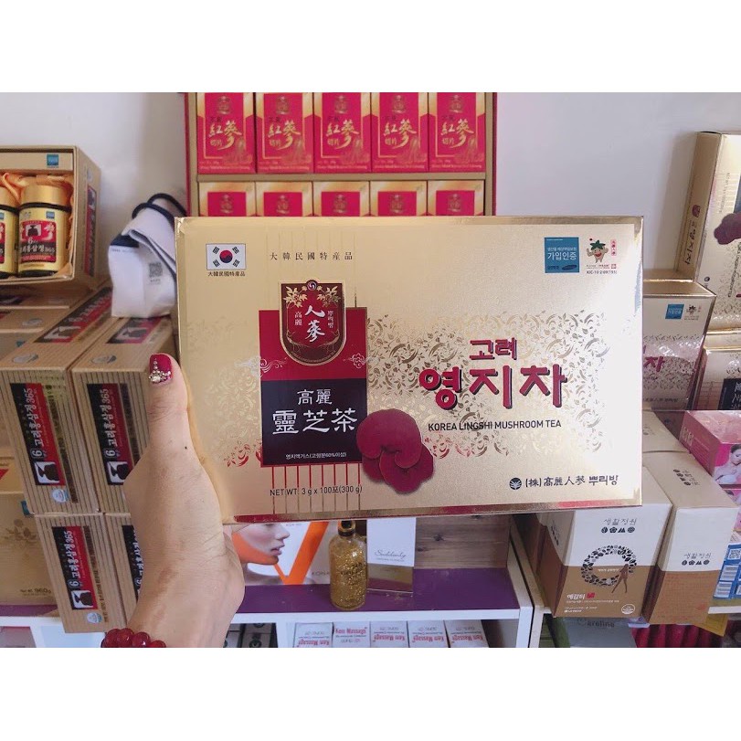 Trà Nấm Linh Chi Hoà Tan Hàn Quốc Hộp Vàng 100 gói x 3g