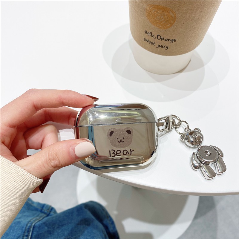 Vỏ bọc bảo vệ hộp sạc tai nghe Bluetooth mềm mạ điện họa tiết gấu Hàn Quốc cho AirPods Pro Airpods 1/2 | BigBuy360 - bigbuy360.vn