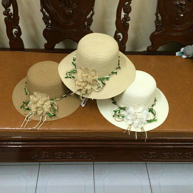 Mũ cói hoa ( Ảnh thật )