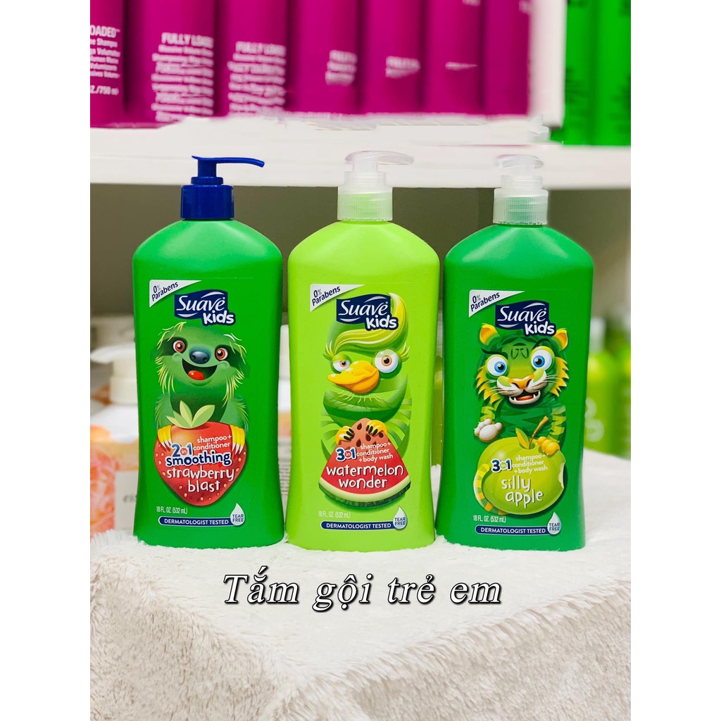 Sữa Tắm Gội Xả 3 In 1 Suave Kids 532ml Với 4 Mùi Trái Cây