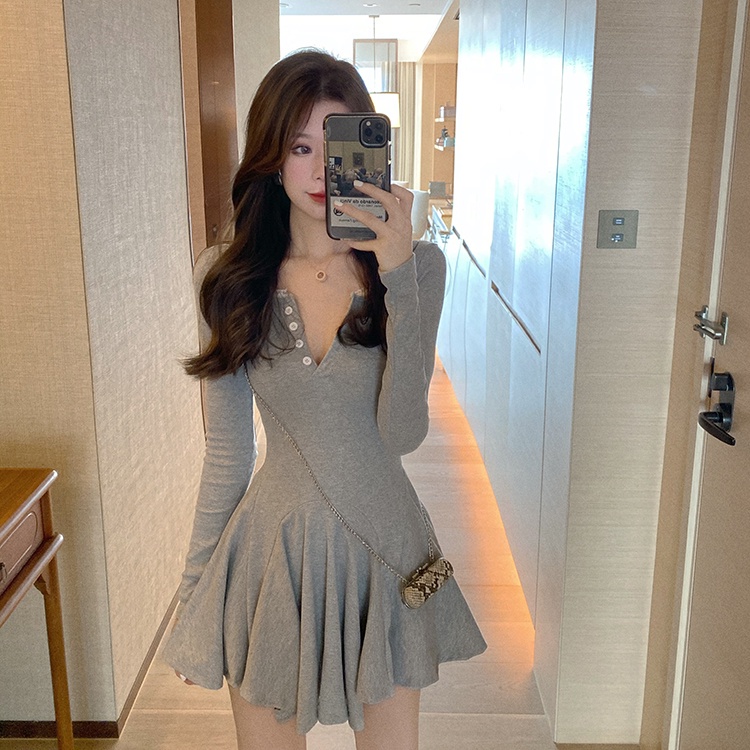 COZOK Đầm xòe lưng cao phối ren vải mỏng