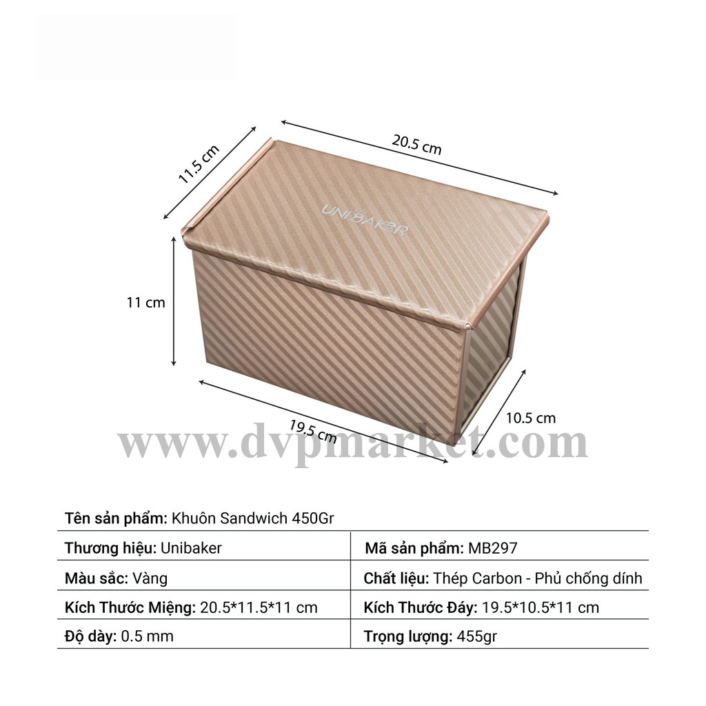 [HÀNG CHÍNH HÃNG] Khuôn bánh chữ nhật bánh gối, bánh mì hoa cúc,.. chống dính (kèm nắp) - SANNENG & UNIBAKER