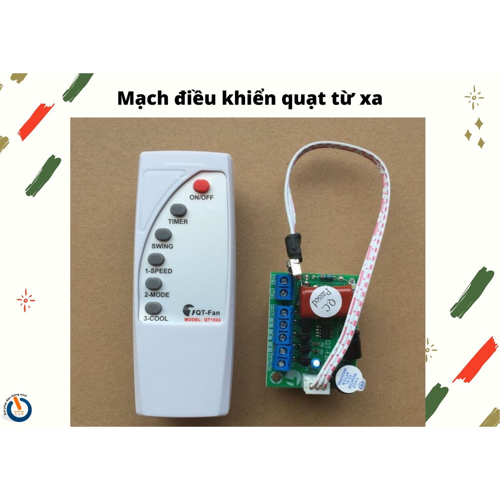 QT311 - Bộ Mạch và Điều Khiển từ Xa ứng dụng lắp cho các loại quạt thường (Kèm pin)