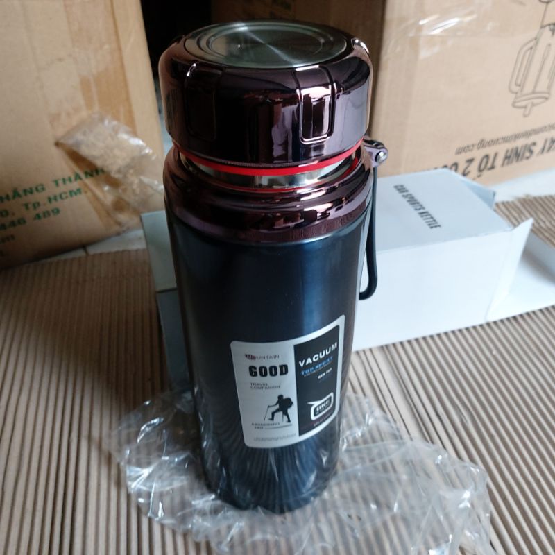 Bình giữ nhiệt cao cấp 1500ml (Hình thực tế) có nắp lưới lọc, vai cầm tay