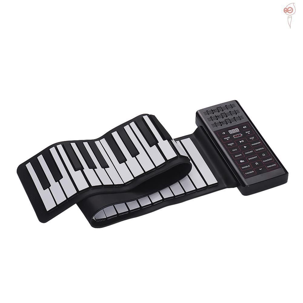 X&S Multifunction Portable Electric 61 Keys Hand Roll Up Piano Flexible Silicone Piano Keyboard Built-in Speaker Rechargeable Lithium Battery Reverberation BT Function Digital Piano Keyboard