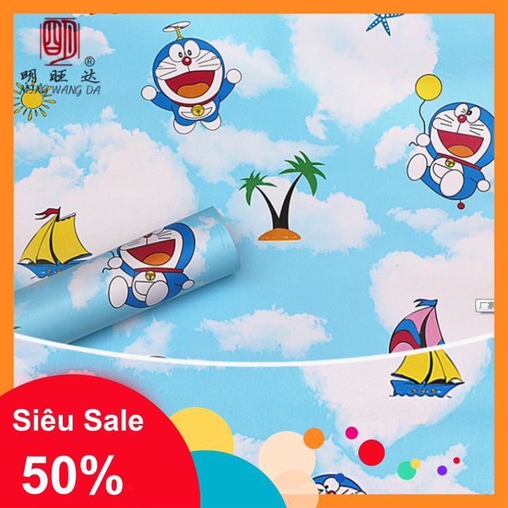 Siêu phẩm giấy dán tường doremon mây siêu dễ thương