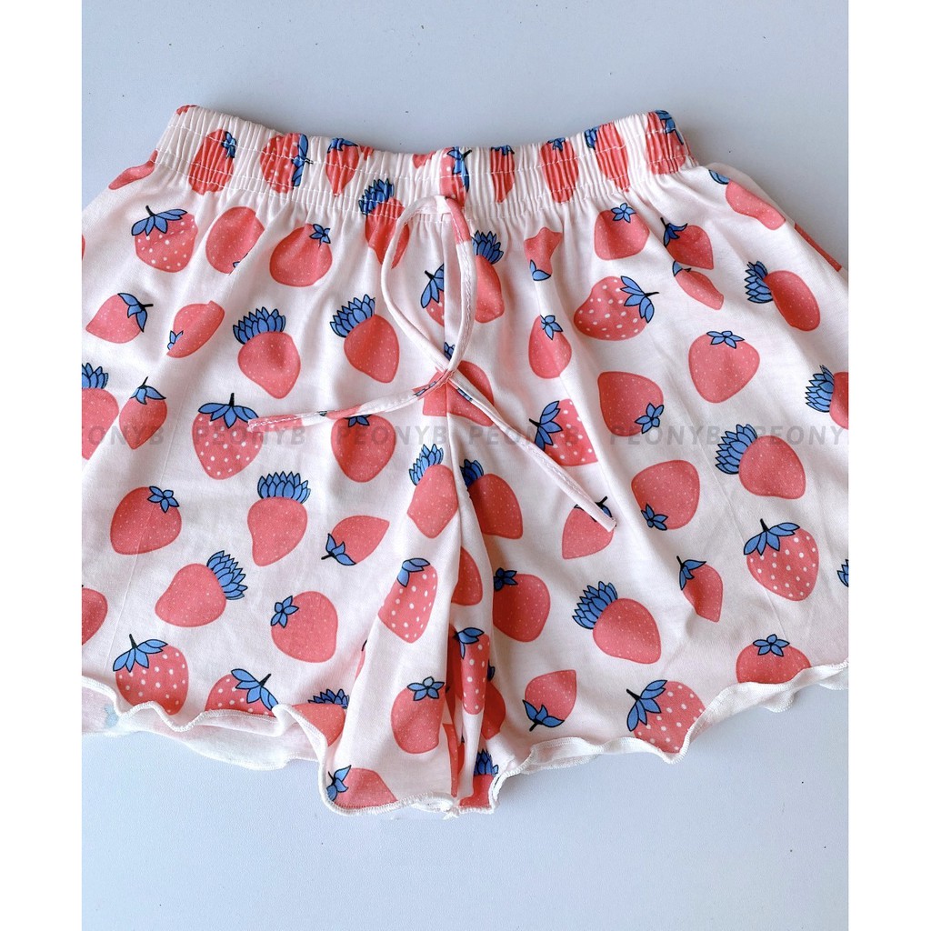 Quần Shorts Kitty Viền Bèo PEONYB Nữ [FREESHIP] 🌸 Short ngủ cute, sooc thun mặc ở nhà, culottes đùi ống rộng Ulzzang 🌸