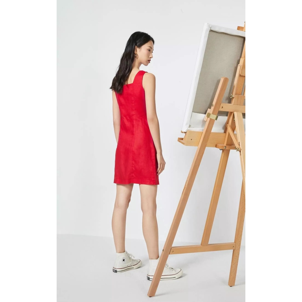 Vero Moda Đầm Dây Rộng Cài Khuy Vải Lanh