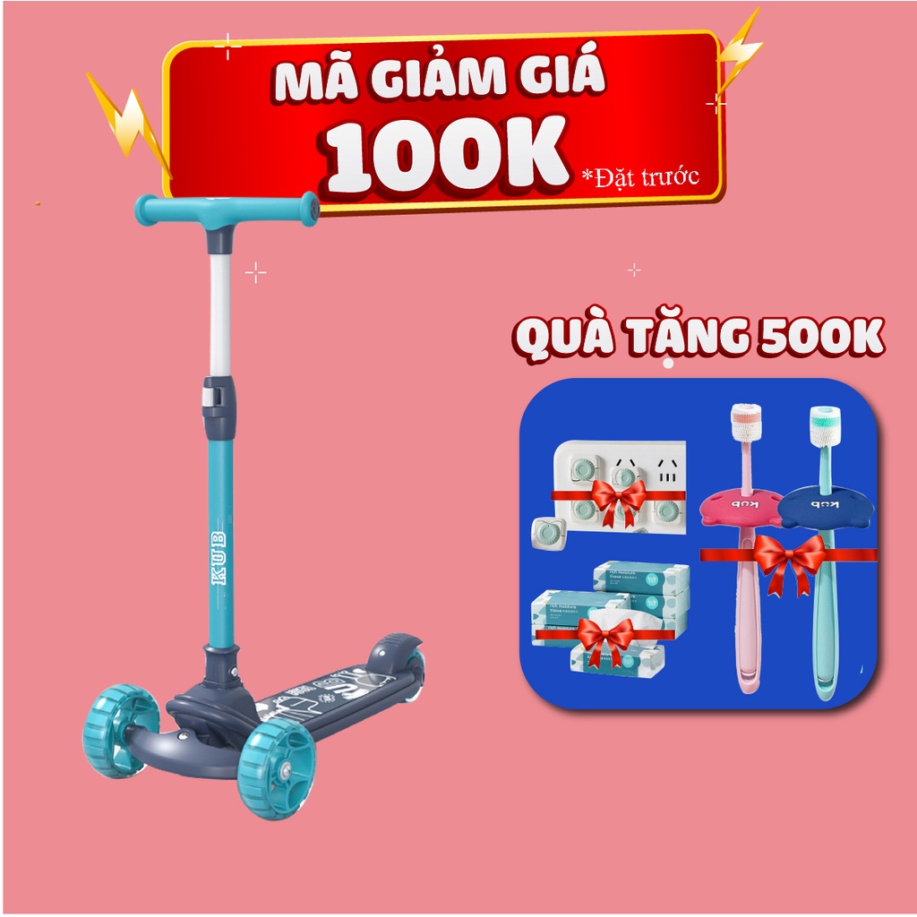 Xe scooter cho bé KUB, xe trượt cao cấp trẻ em có 3 bánh phát sáng vĩnh cửu, thể gấp gọn và chịu lực 100kg
