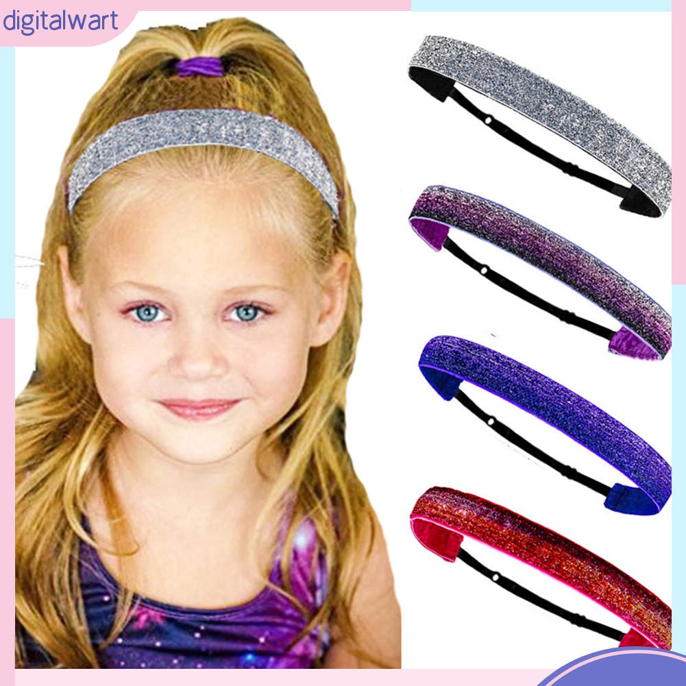 Băng Đô Thể Thao Co Giãn Chống Trượt Đính Kim Tuyến Lấp Lánh Thời Trang Cho Bé