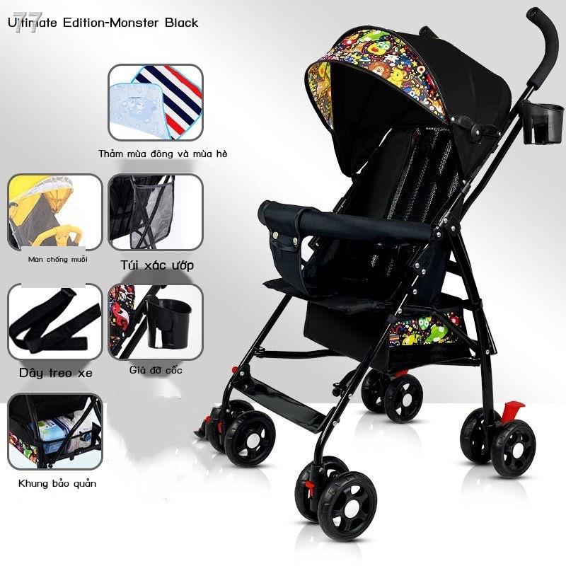 Xe đẩy trẻ em gấp gọn nhẹ có thể ngồi và nằm đơn giản ô dù