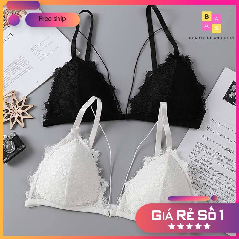 Áo bra ren, áo lót nữ ren có mút phối dây BAS077