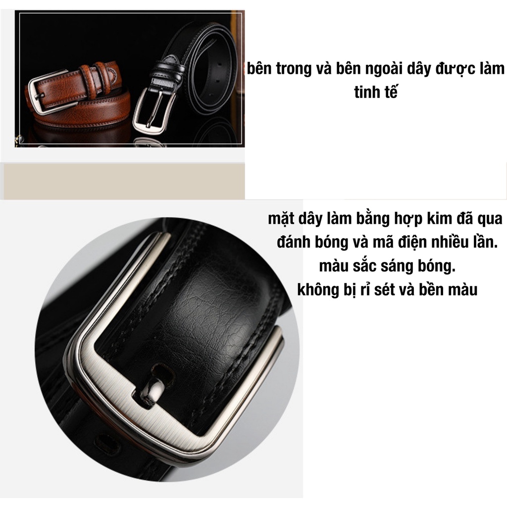 Thắt lưng nam da bò cao cấp, Dây nịt phong cách hàn quốc khóa chốt DN501