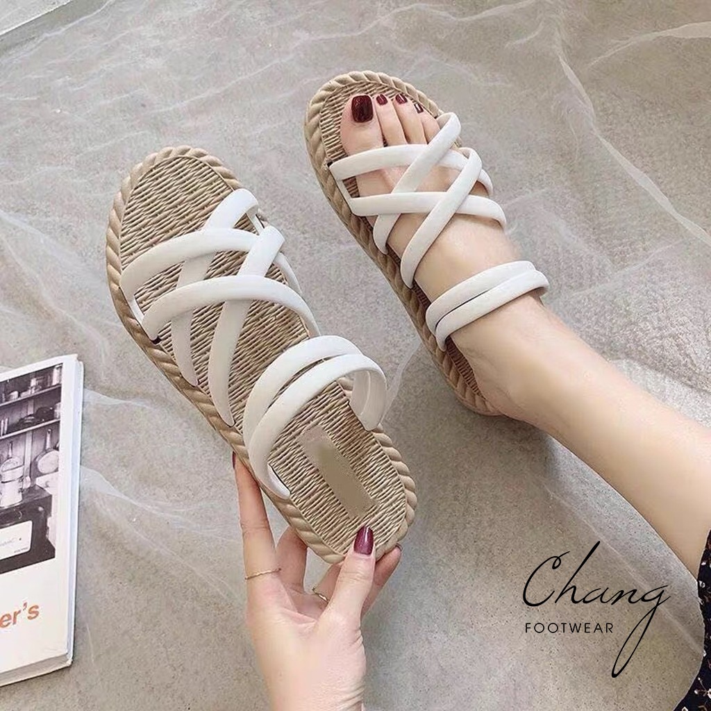 Sandal nữ đi biển ⚡️ FREESHIP ⚡️ Dép nữ giả cói mềm êm chống nước (form bé tăng 1 size)