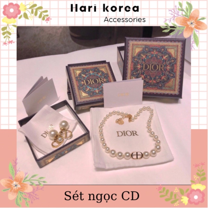 Sét phụ kiện nữ trang ngọc cd / vòng cổ cd / bông tai cd - Hari korea accessories