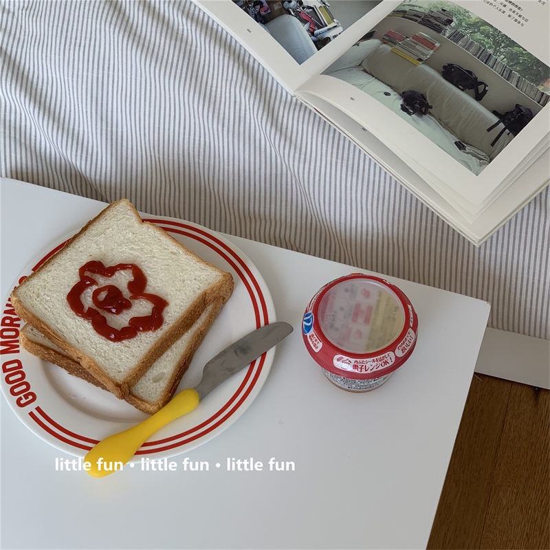 Đĩa Sứ Tròn In Chữ Tiếng Anh Đơn Giản Kiểu Hàn Quốc