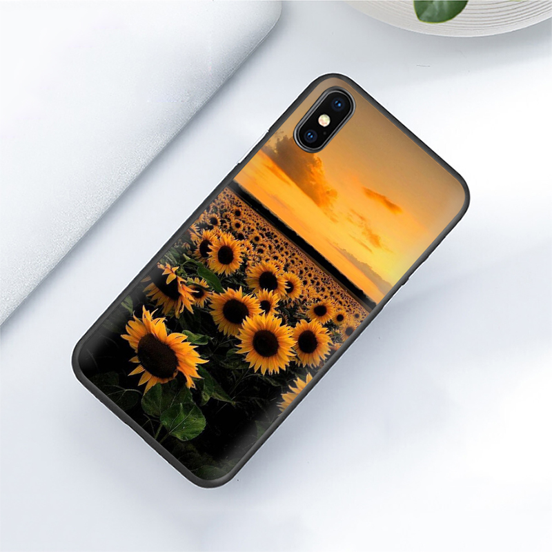 Ốp Lưng Hoa Hướng Dương Màu Vàng Sang Trọng Cho Iphone 11 12 Pro Mini Xs Max X Xr