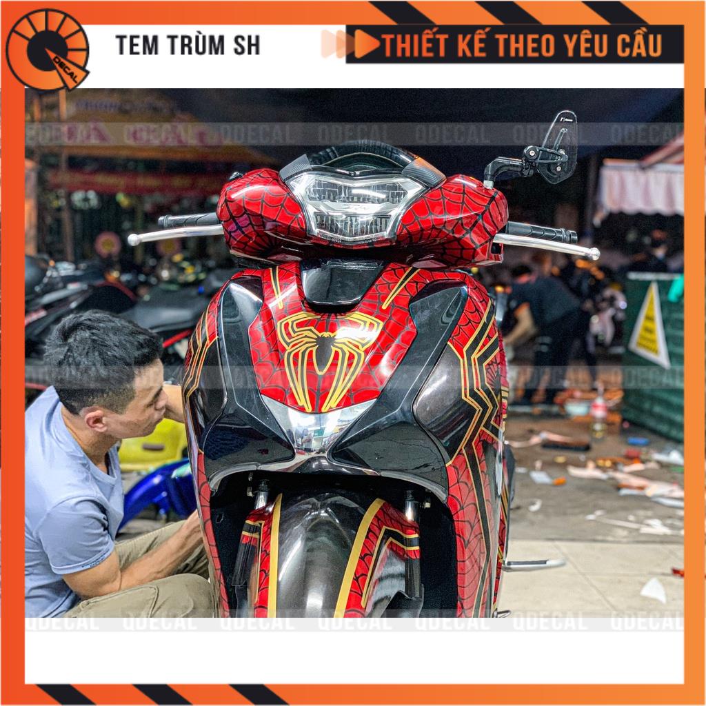 Tem trùm SH Spiderman đỏ vàng Marvel decal 3 lớp  thiết kế theo yêu cầu
