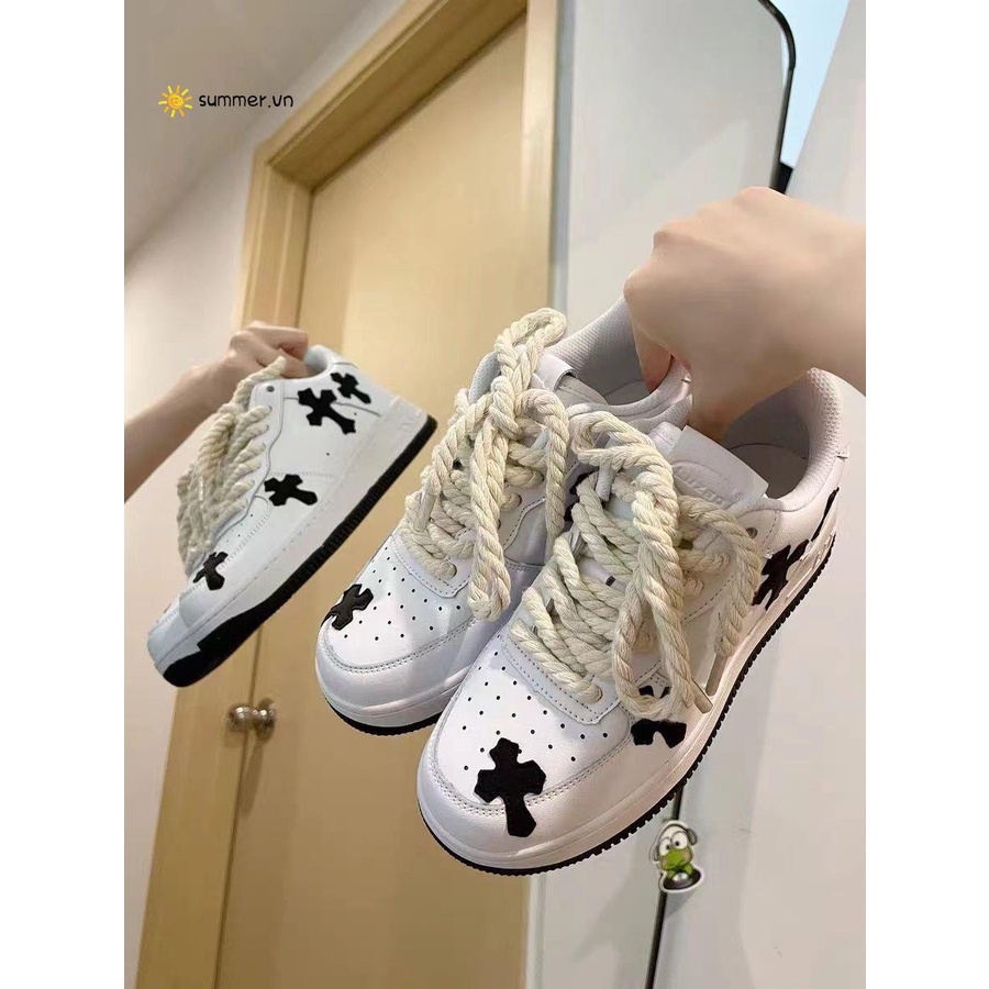 Huayue Giày Trắng Nhỏ Thoáng Khí Đế Dày Tăng Chiều Cao Thiết Kế Niche Dễ Phối Đồ Phong Cách Harajuku Mùa Hè Cho Nữ