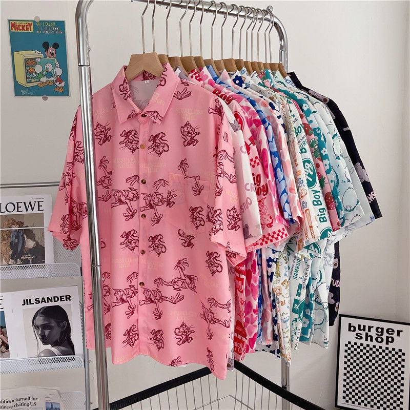 Áo Thun Ngắn Tay In Họa Tiết Hoạt Hình Phong Cách Hip Hop Hàn Quốc