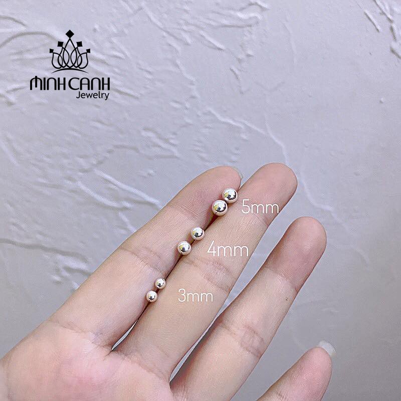 Bông Tai Nụ Bi Bạc Tròn Nhỏ Size 3mm, 4mm, 5mm - Minh Canh Jewelry