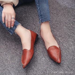 Giày Đế Bệt Mũi Nhọn Phong Cách Retro Anh Quốc 2017 Cho Học Sinh