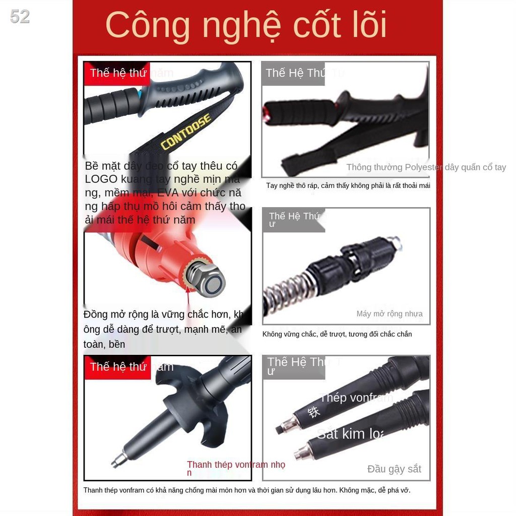 cực đi bộ siêu nhẹ kính thiên văn gấp leo núi gậy cho nữ thiết bị ngoài trời không có carbonZ