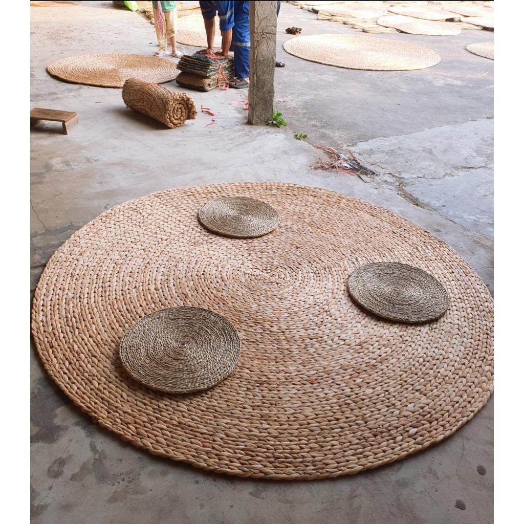 Thảm lục bình ,Thảm cói tròn trải sàn chụp ảnh hàng xuất khẩu loại 1 HƯNG PHÚC size 1m8