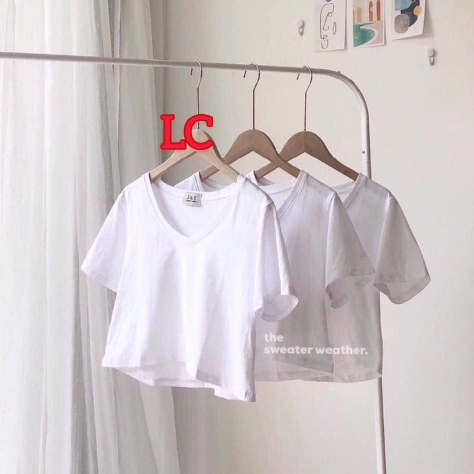 [C01] ÁO croptop nữ cổ tim from rộng siêu mát màu trắng, đen, vàng Freesize dưới 68kg