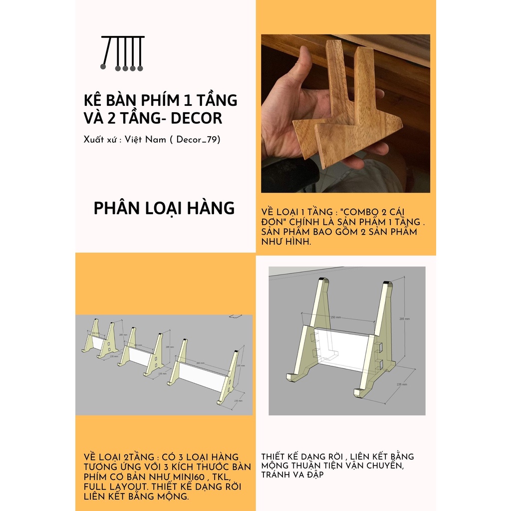 Kệ Trưng Bày Bàn Phím, Kệ Kê Bàn Phím Cơ Chất Liệu Gỗ, MDF 1 Tầng, 2 Tầng Chống Cong Vênh Chất Lượng Cao Cấp