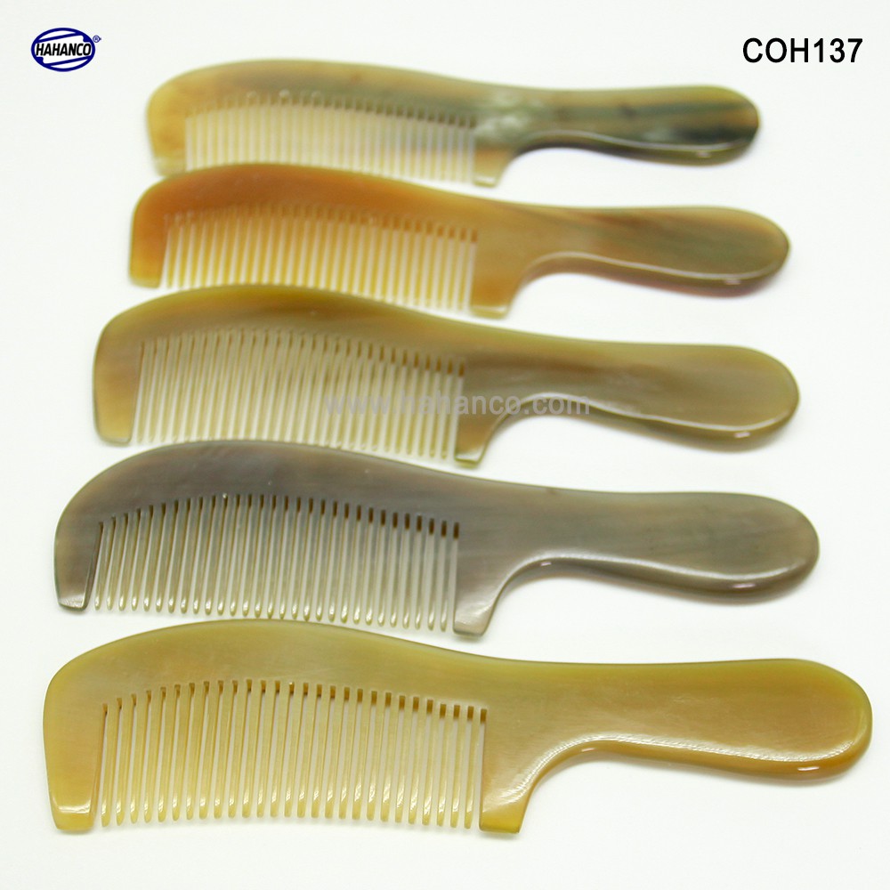 Lược sừng xuất Nhật - COH137 (Size: L - 18cm) Lược chuôi trơn tru đơn giản tiện ích- Horn Comb of HAHANCO - Chăm sóc tóc