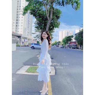 ĐẦM MAXI TẦNG NƠ CỔ (KÈM VIDEO HÌNH THẬT)