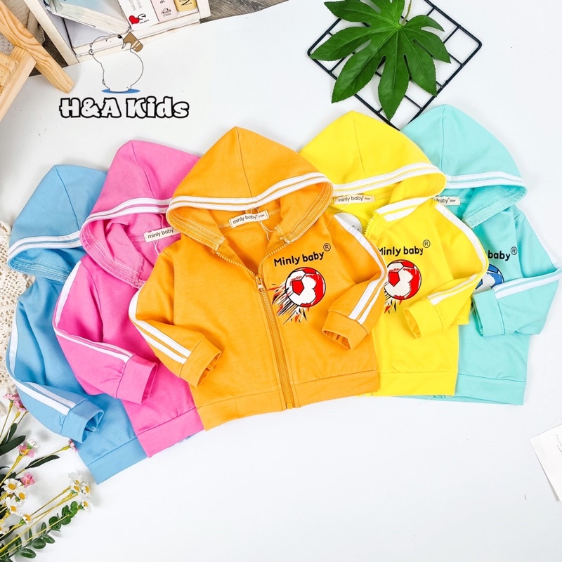 Áo Khoác Chống Nắng,Áo khoác Minly Baby Vải Da Cá Dày Dặn, Phối viền  Dễ Thương cho bé trai và bé gái size 7-28kg