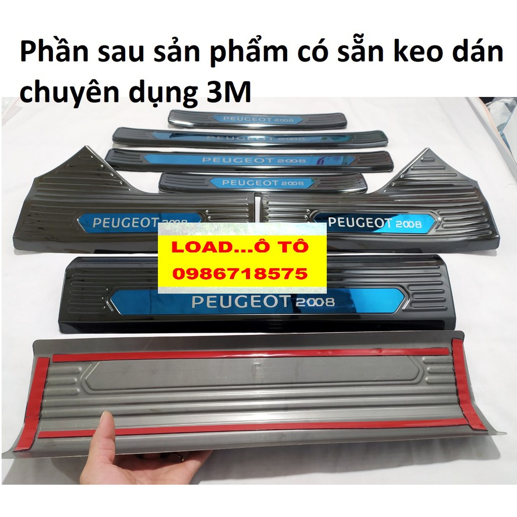 [Mã LIFEXANH03 giảm 10% đơn 500K] Ốp Bậc Cửa, Nẹp Bước Chân Trong, Ngoài Xe Peugeot 2008 Vân Titan Mặt Bóng Cao Cấp