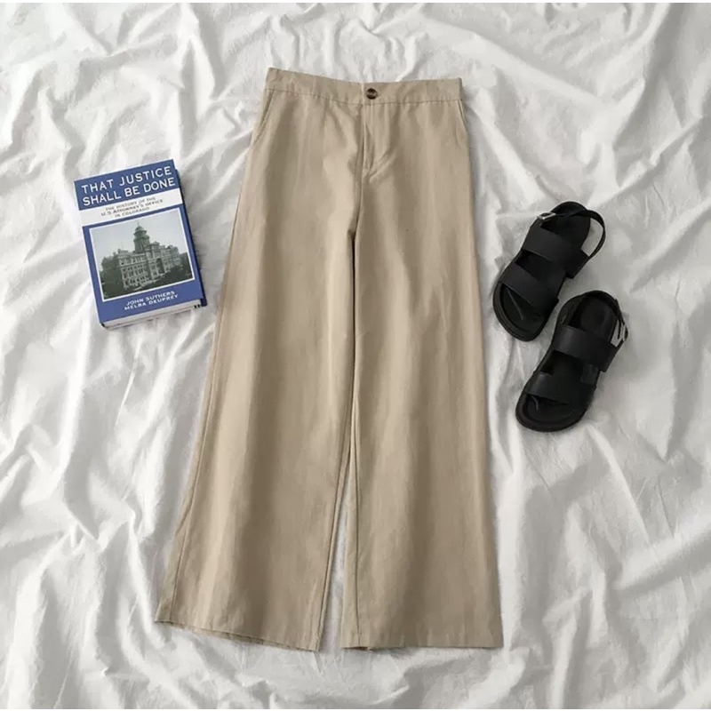 Quần Kaki Ống Rộng Lưng Thun Sau