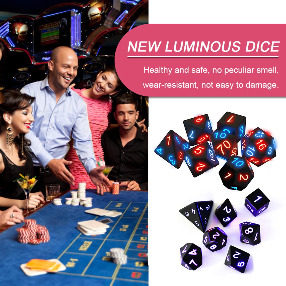 7pcs/set The Electronic Dice ngầu nhiều màu cao cấp D20 Glow LED Dices Magic Trick Pixels DND Board Role Playing Game MTG Table Games Best Dice Games for Any Party and Events