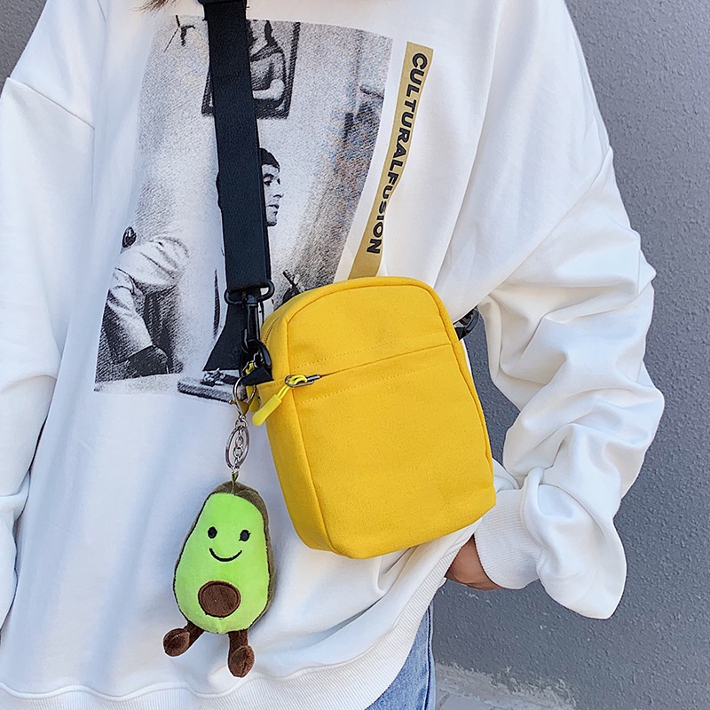 Túi Đeo Chéo Bằng Vải Canvas Phong Cách Hàn Quốc Dễ Thương Dành Cho Nữ