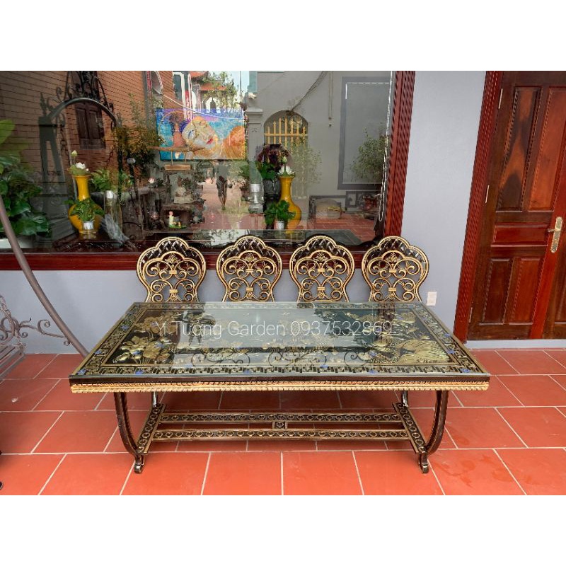 Bàn ghế sân vườn, bộ bàn ăn nhôm đúc cap cấp