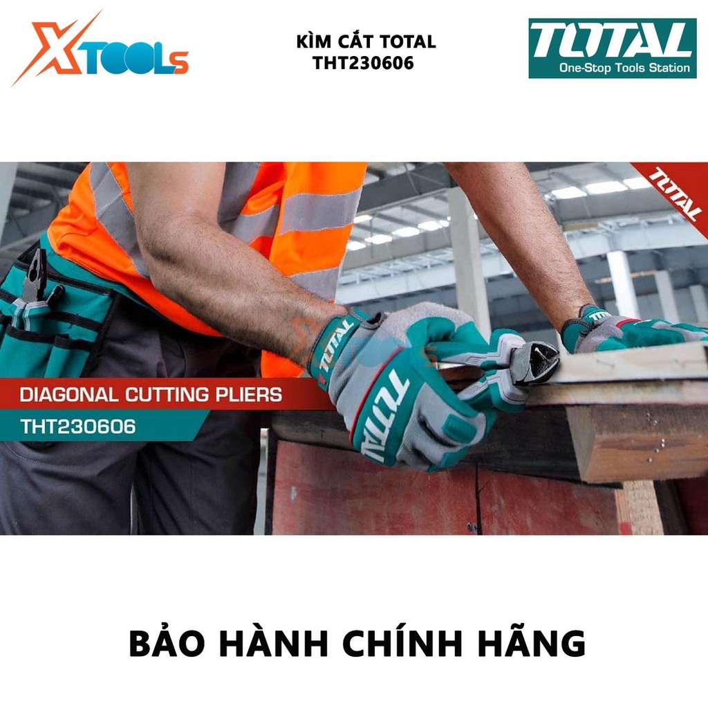 Kìm cắt dây điện TOTAL THT230606 Kìm tuốt dây điện Kích cỡ 6&quot;/160mm thép CR-V, tay cầm cách điện,bọc cao su chống trơn b