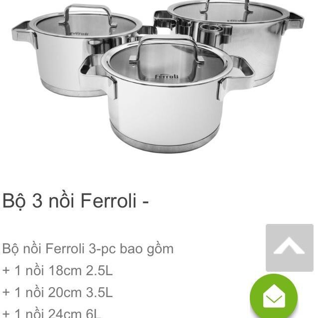 Bộ nồi từ 3 món Ferroli