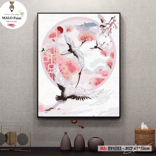 Tranh sơn dầu số hoá tự tô màu Tranh Con vật Đàn chim hạc tiên