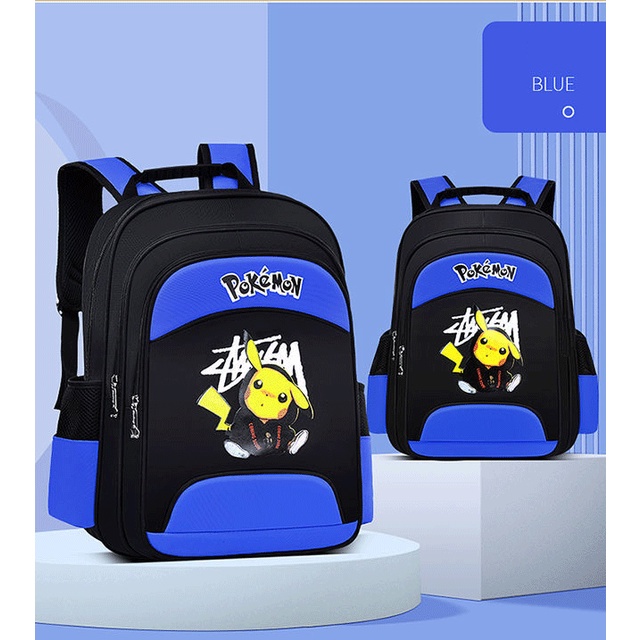 Ba lô nam học sinh trung học hình Micachu vàng siêu nhẹ cho bé trai cấp 1, 2