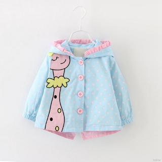Áo Khoác Tay Dài In Hình Hươu Cao Cổ Cho Bé Gái