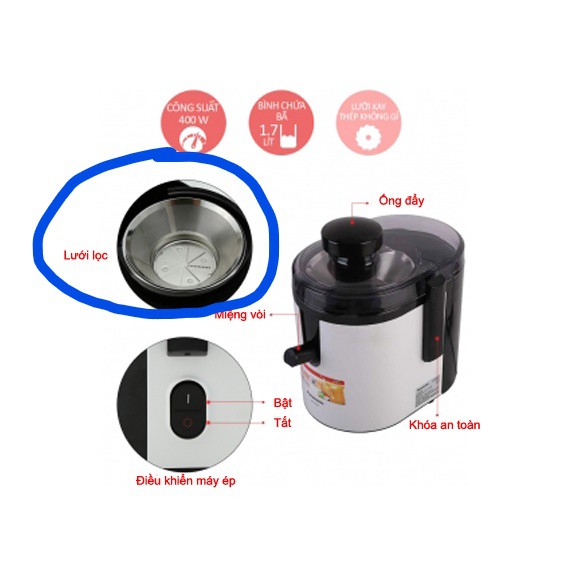 [Dao] Lưỡi ép máy ép trái cây Panasonic - MJ-H100WRA, MJ-M176PWRA, MJ-W176, MJ-68MWRA, MJ-70M